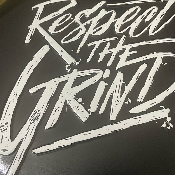 RESPECT THE GRIND 12” Embossed Button Metal Gym Sign NEW - Picture 5 of 6